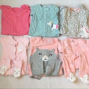 6 Girls PJs; 4 fleece and 2 cotton